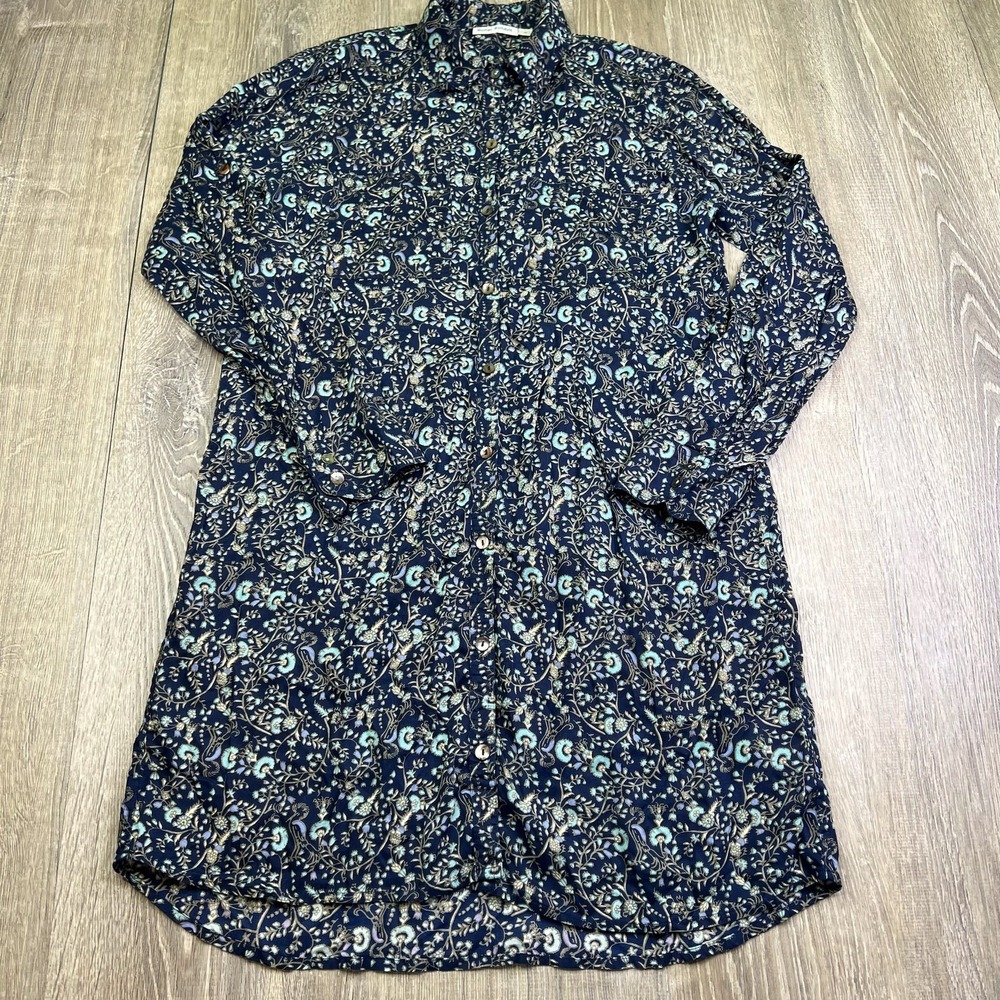 Roller Rabbit Button Up Dress Womens Size Medium Garden Forest Print Multicolor